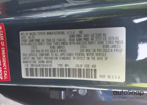 2025 Mazda Cx-50 2.5 S Select Package из США, поврежденный, VIN 7MMVABAM2SN364149